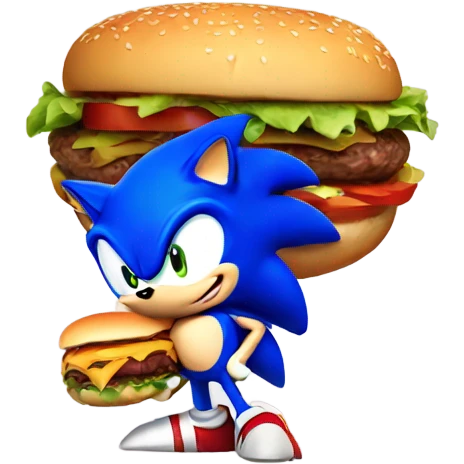 sonic the hedgehog holding burger emoji