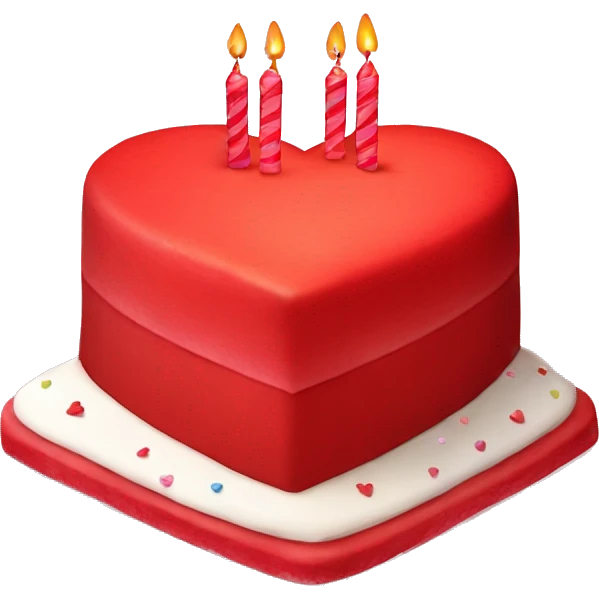Red heart shaped birthday cake emoji
