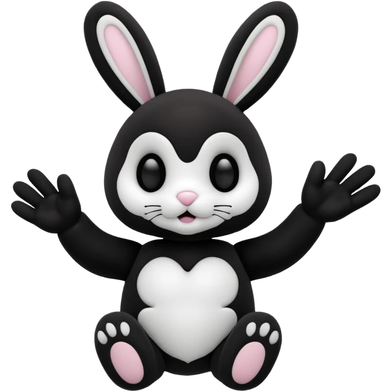 Emoji pour twitch d'une peluche lapin squelette noir qui dit bonjour emoji