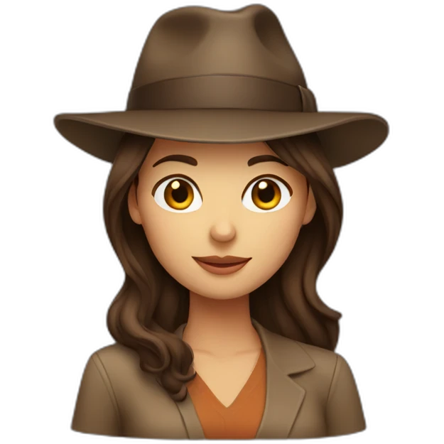 woman with brown hair in fedora emoji