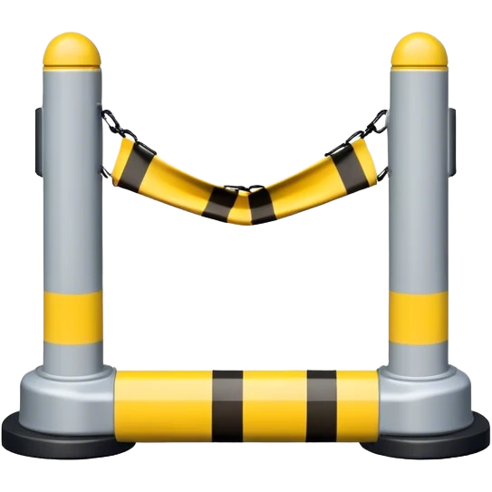 Two warning bollards with a caution tape stretched between them, marking a restricted or blocked area emoji