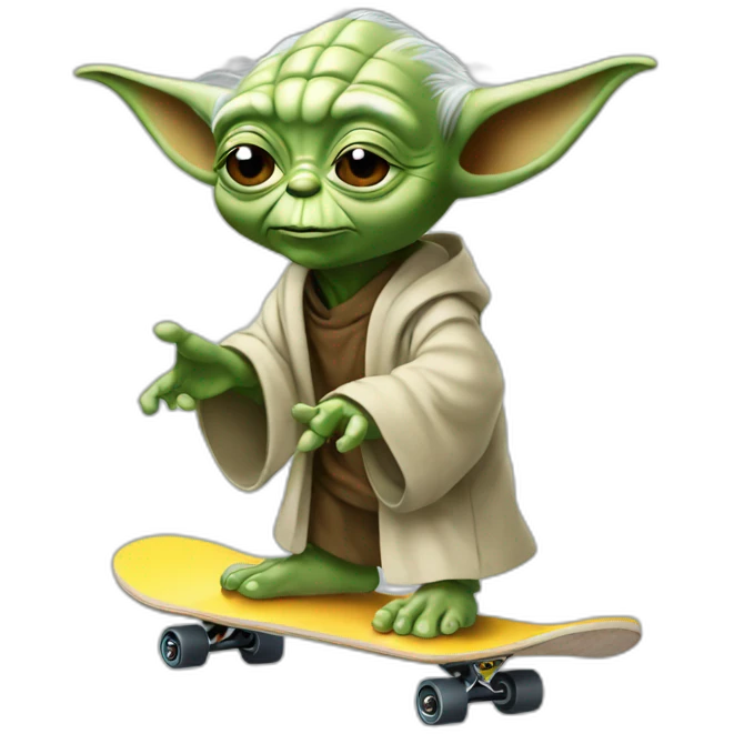 Yoda qui fait du skateboard emoji