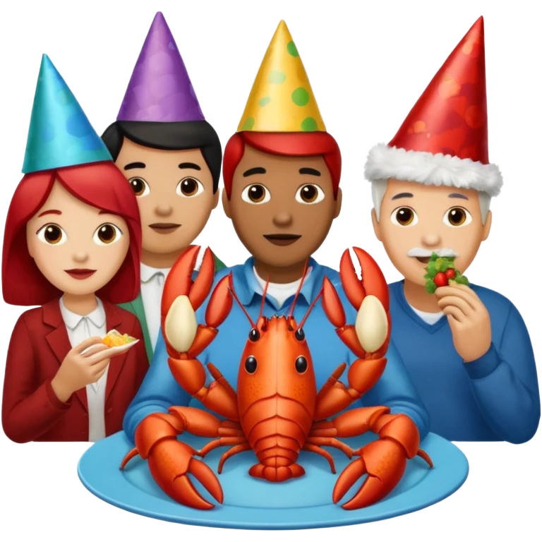 Too many people eating lobster at a family party emoji