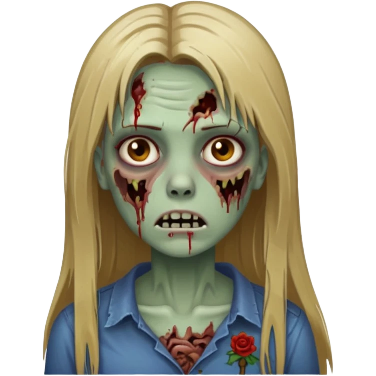 zumbi girl long dark blonde straight hair emoji