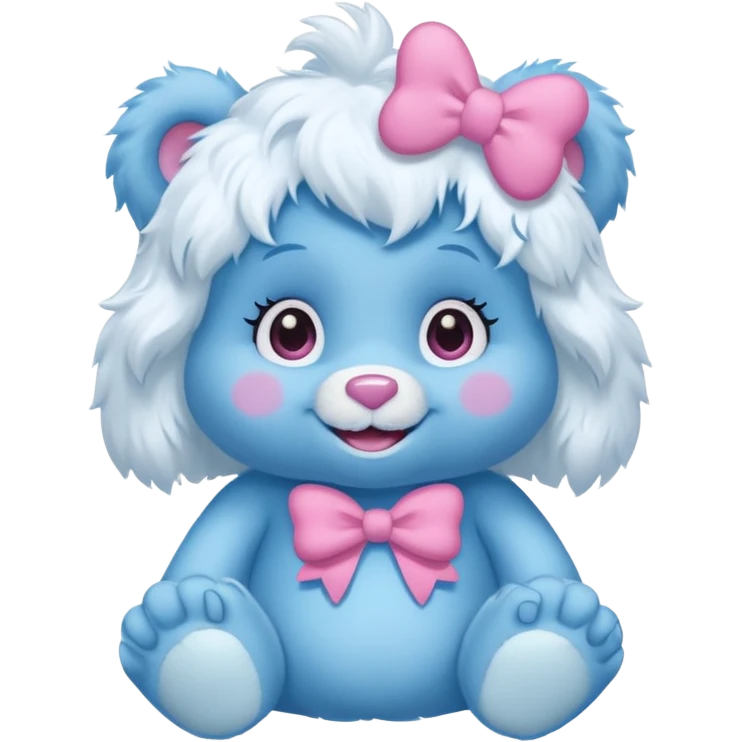 blue girl care bear yeti with bow emoji