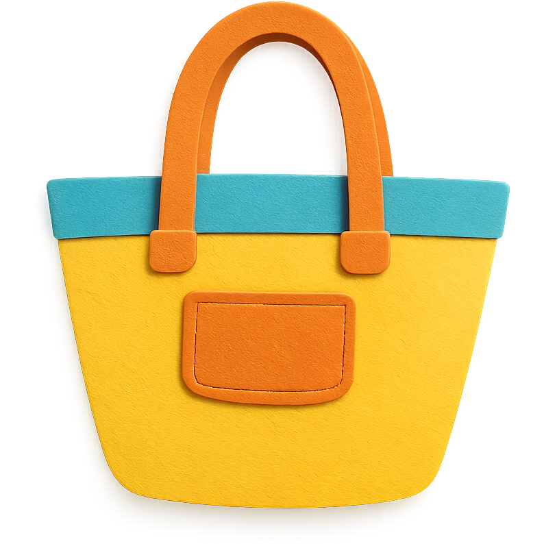 playful and bright paper-craft style beach bag on a white background emoji