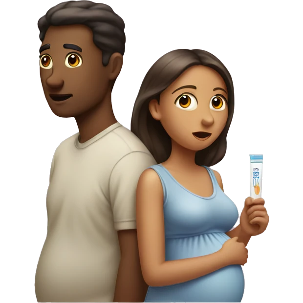 couple looking at pregnancy test emoji