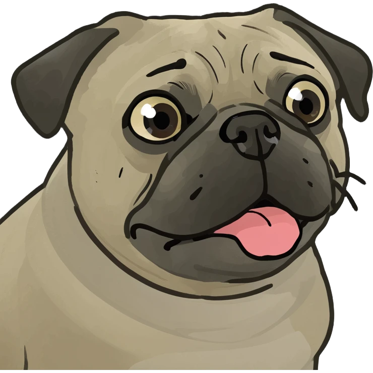 Pug wrapped in baby cradle emoji