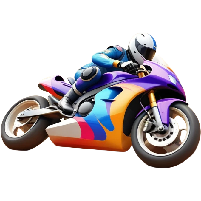 A sleek racing car and motorcycle speeding on a track, leaving a trail of dust behind. The scene captures the thrill of high-speed competition, with blurred motion and vibrant colors, highlighting the dynamic energy of motorsport. emoji