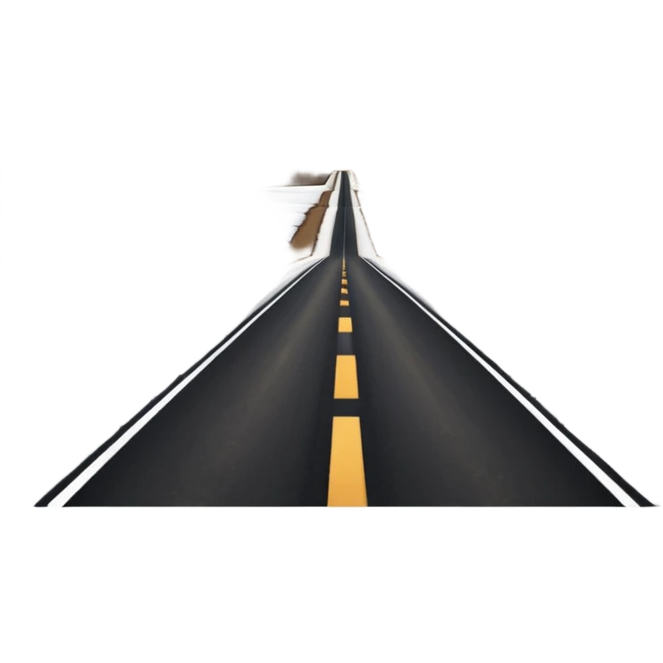 A long straight dirt road that disappears into the horizon half way up the screen from the perspective of someone sitting in the middle of the road looking down it. Flat snow fields on both sides of the road with huge looming mountains above the roads horizon line.  emoji