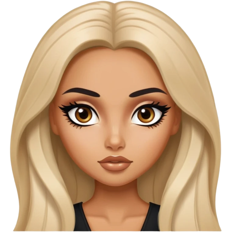 russian features, beauty,  hair, tan skin,  eyes, pretty eyes, black eyeliner, pretty bratz baddie emoji
