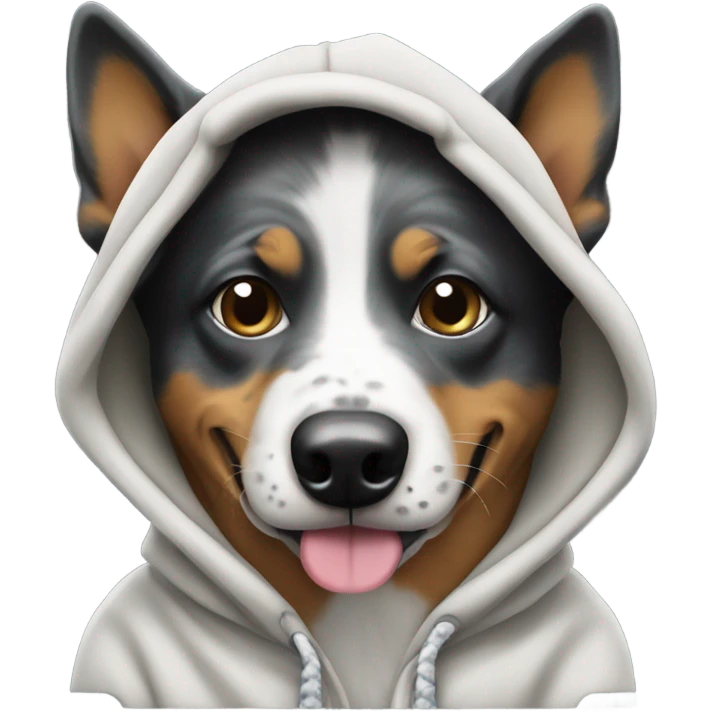 Cattle dog wearing a hoodie emoji