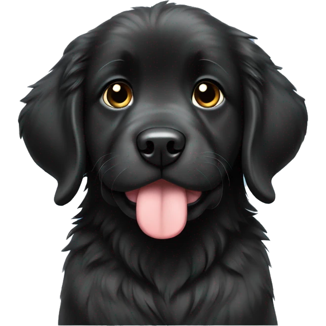Black newfoundland  puppy wearing birthday hat  emoji