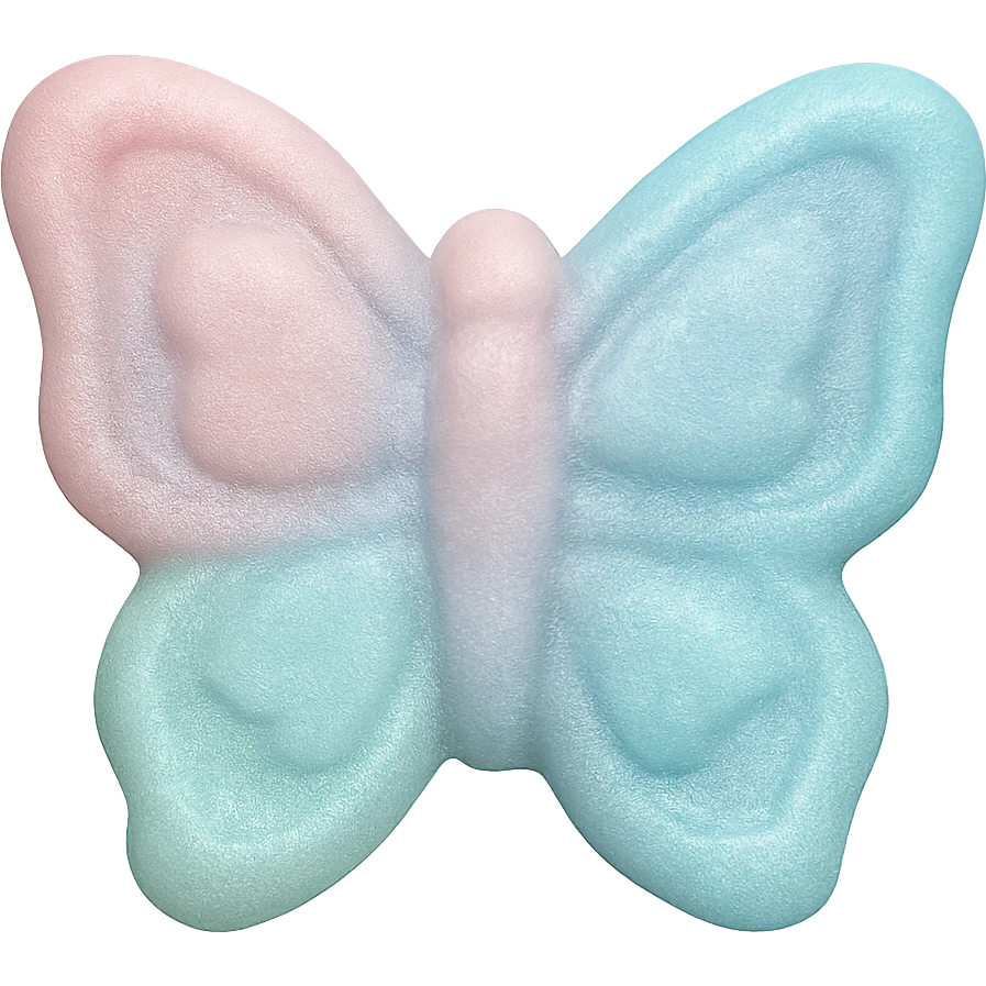 realistic butterfly-shaped candy in pastel colors, isolated on a transparent background, no visible background emoji