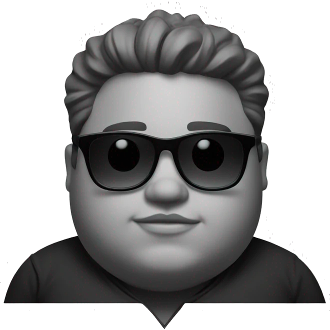 fat boy in monochrome sunglasses emoji
