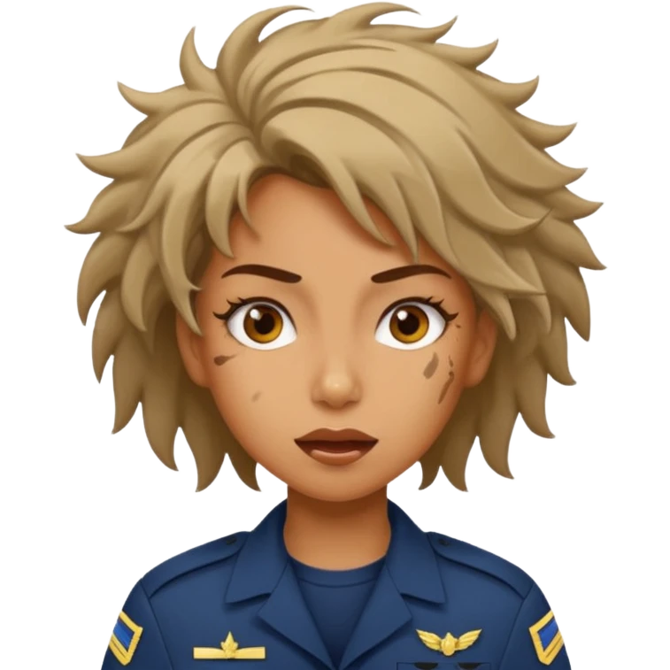 Female navy soldier, crazy face. emoji