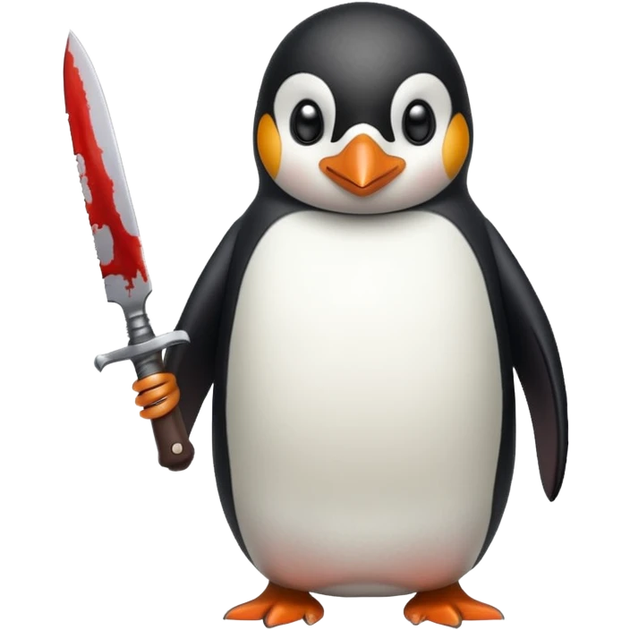 Pinguin with bloody knife emoji