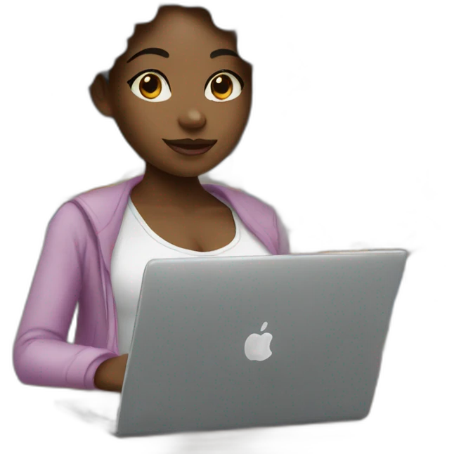 black girl with laptop and paint emoji
