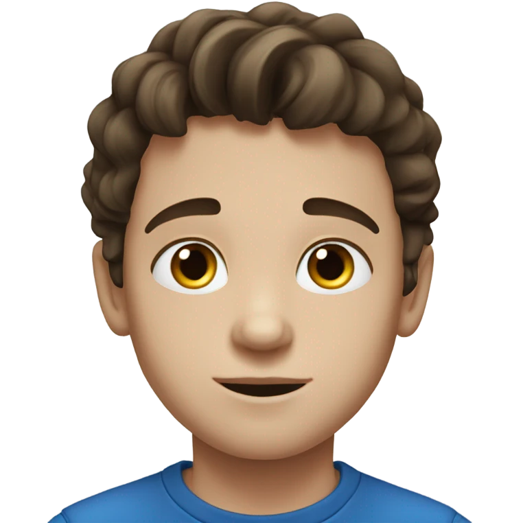 A strong young boy brunette with blue eyes  emoji