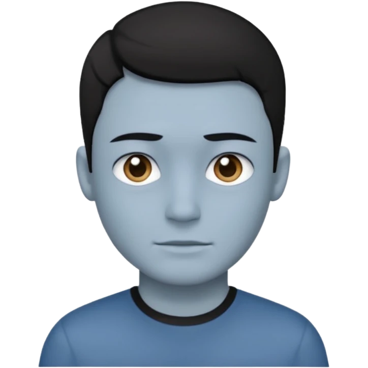 blue grey skin man, wear black shirt emoji