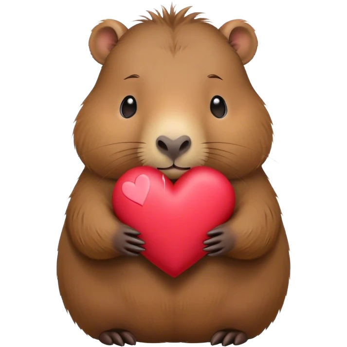 capybara holding a heart emoji