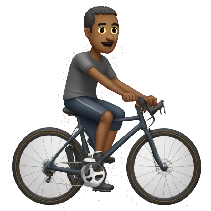 man cycling in trousers and t shirt on a flat handle bar bike  emoji