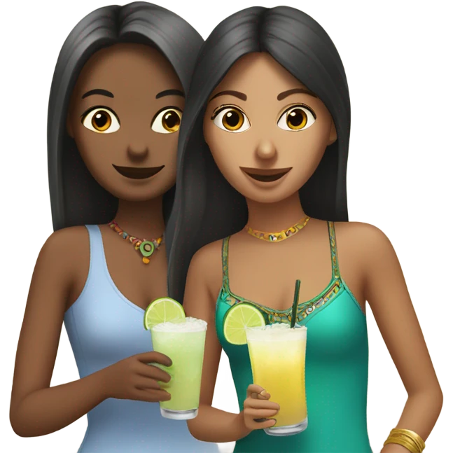 White girl and Indian girl drinking margaritas emoji
