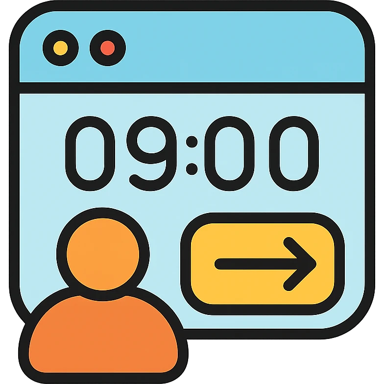app icon with a digital timecard and user silhouette, representing sign-in/out, modern icon style emoji