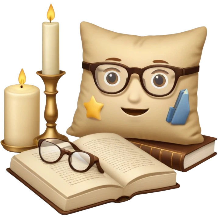 beige aesthetic objects like vase, book, pillow, glasses, and candle emoji