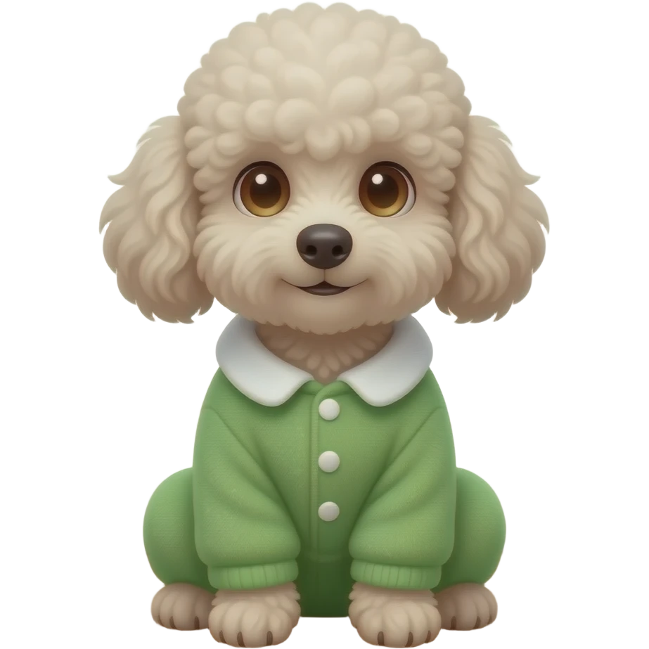 poodle in green Pajamas front facing sitting emoji