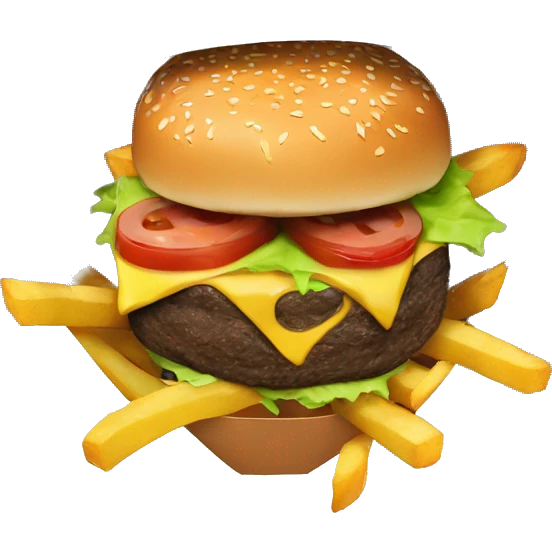 Burger and fries in an oval black basket emoji