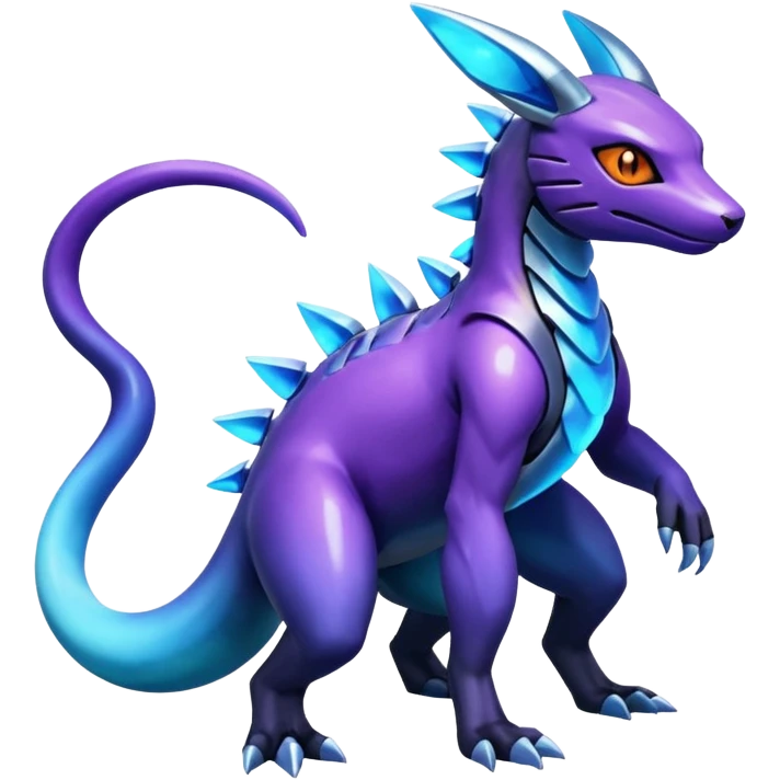 Shiny Futuristic Dusknoir-Salandit-Glaceon-Fakémon-hybrid-creature (full body)  emoji