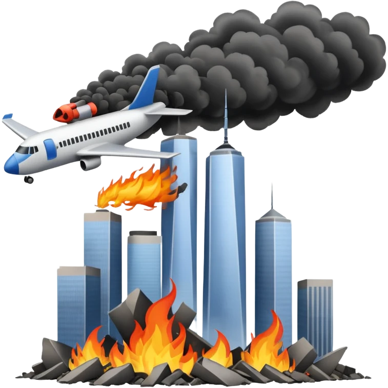 A plane crasing into the twin towers emoji