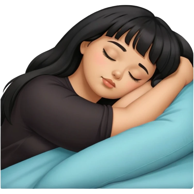Latina female with bangs black long hair plus size asleep emoji