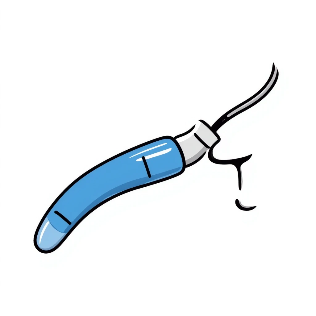 Hand-drawn blue mouthpiece bit with breathing tube for oxygen measurement, VO2 max testing equipment with nose clip emoji