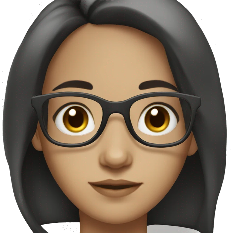 Girl white skin black hair brown eyes with glasses emoji