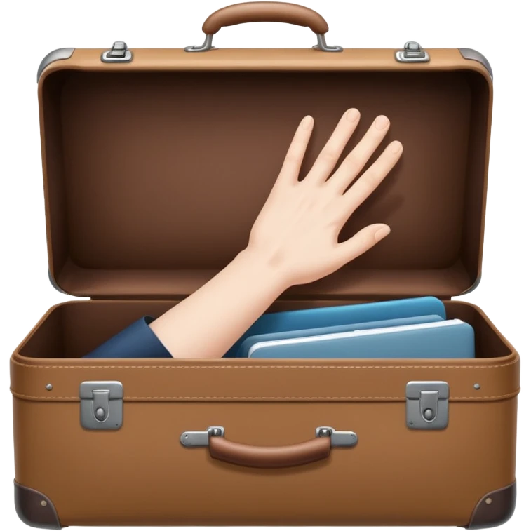 Suitcase with a hand sticking out emoji