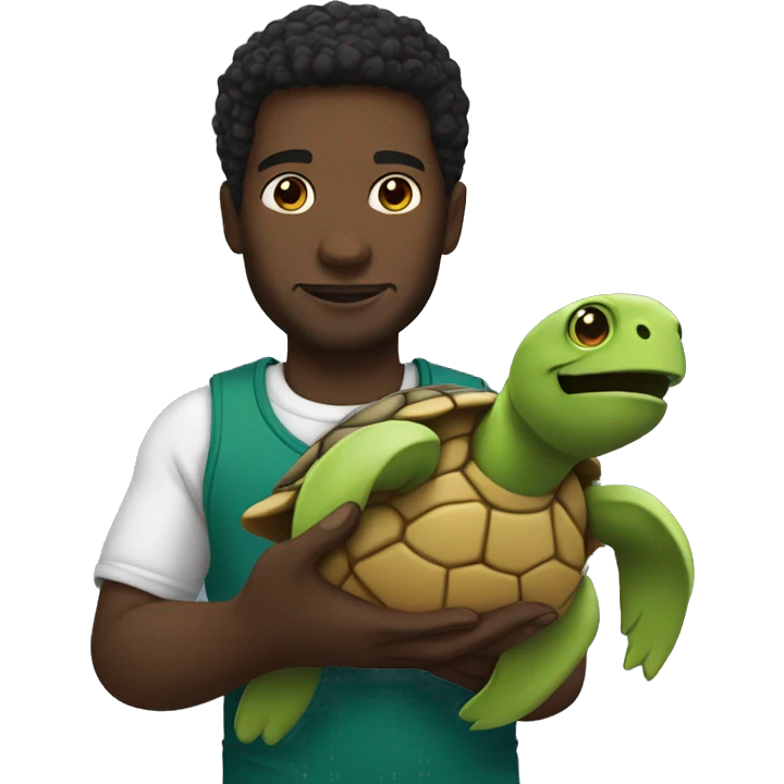 black man holding a turtle emoji