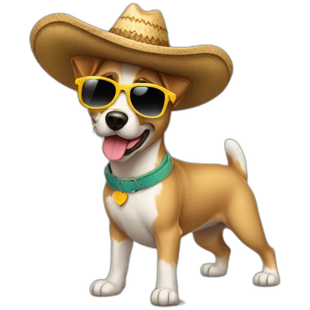 perro con zombrero y gafas de sol emoji