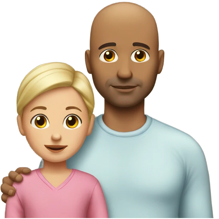 bald dad with daughter  emoji