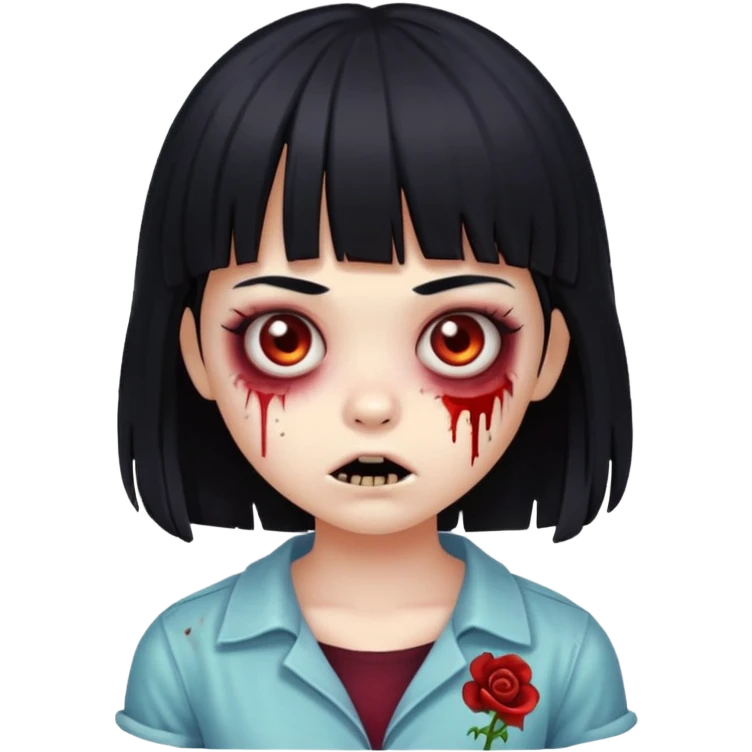 a cute zombie girl with black hair and bangs emoji
