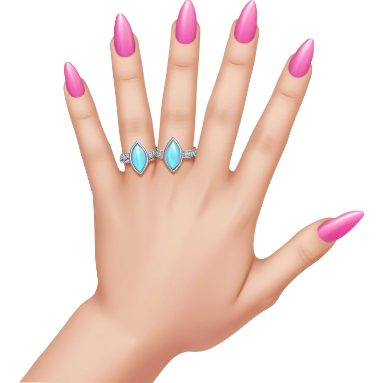 Un doigt qui pointe vers la droite on voit uniquement la main qui porte du vernis rose et des bagues aux doigt qui pointe une direction  emoji
