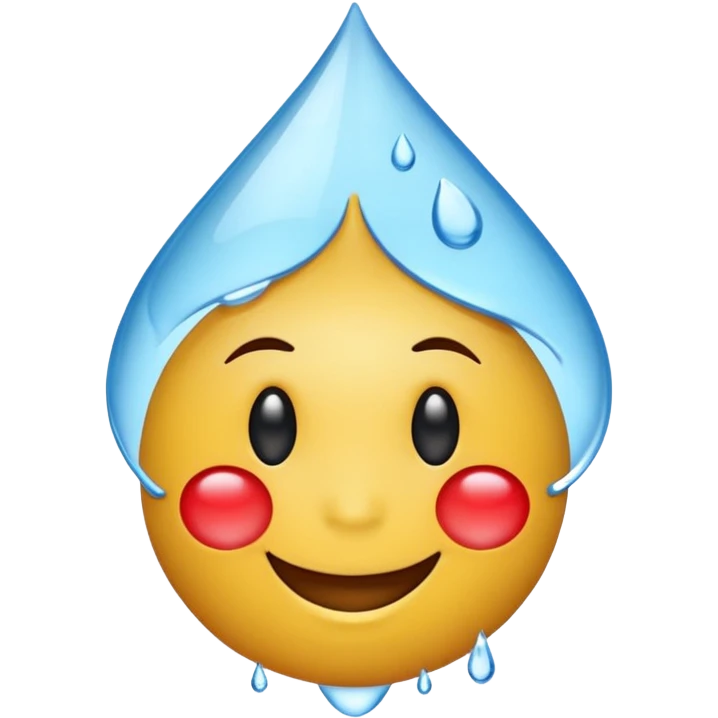 Emoji smiley face with water drop on head but make water drop red emoji