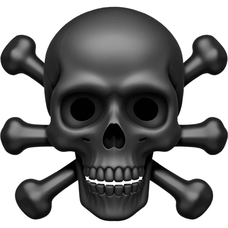 caution skull, black color, X shape bones behind the skull emoji