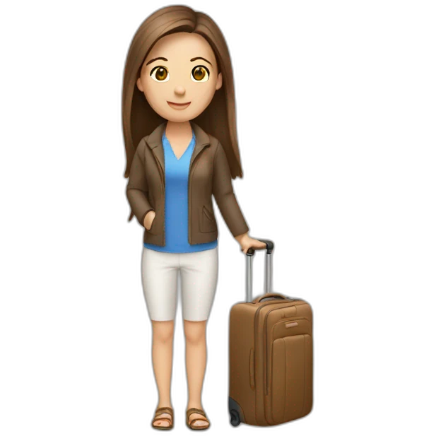 travel guide girl, brown straight hair emoji