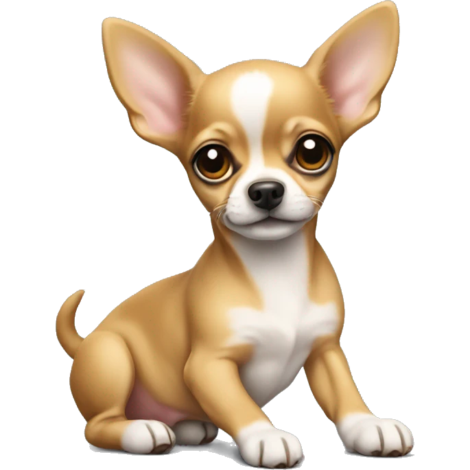 A full-length Chihuahua puppy is lying emoji