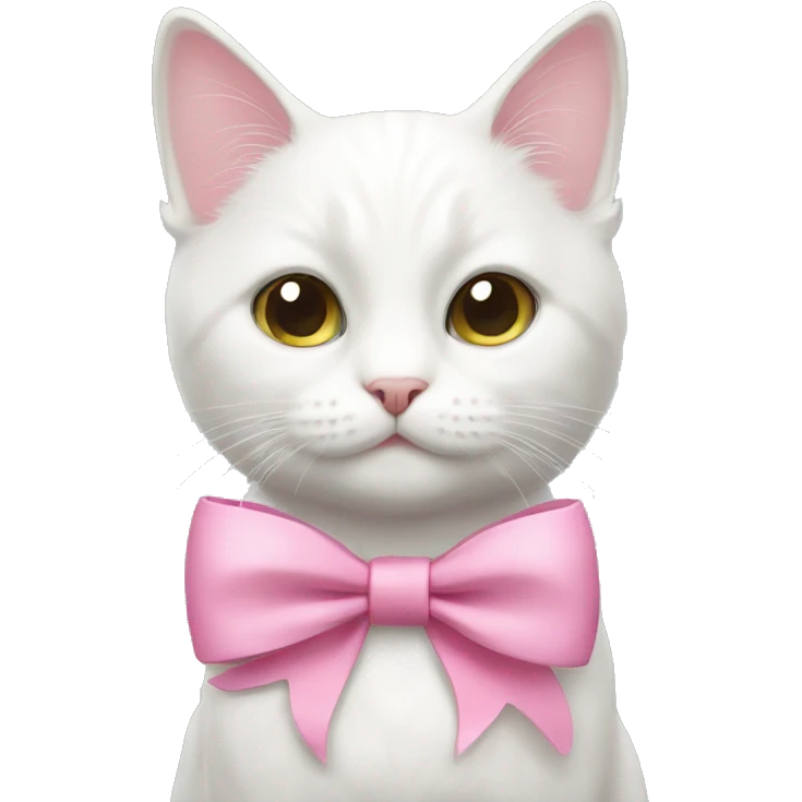 white cat with pink bow  emoji