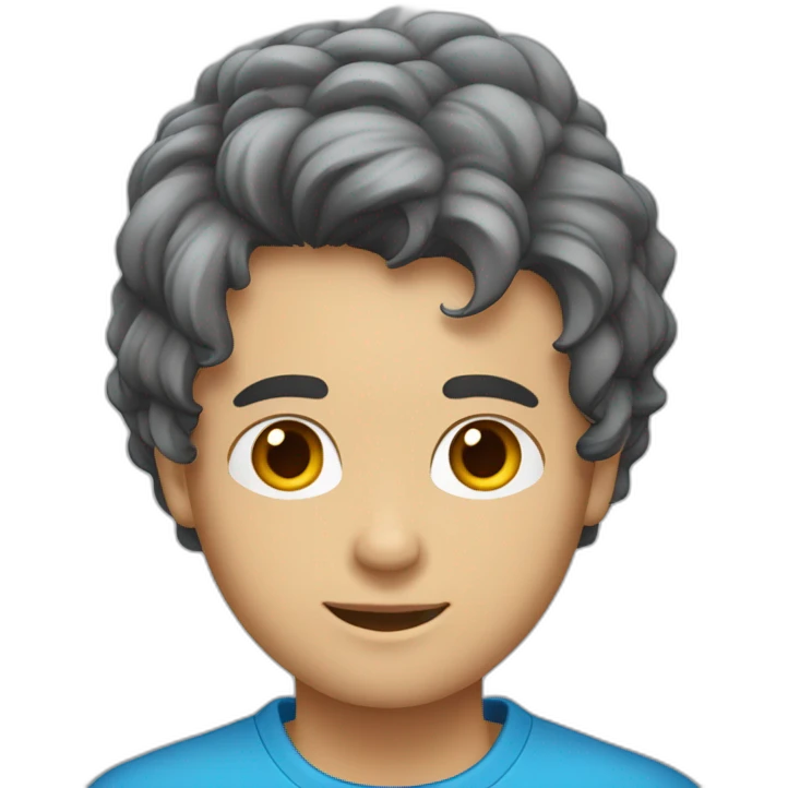Un jeune homme avec les cheveux couper dégradé bas et teinture bleu étoile. emoji
