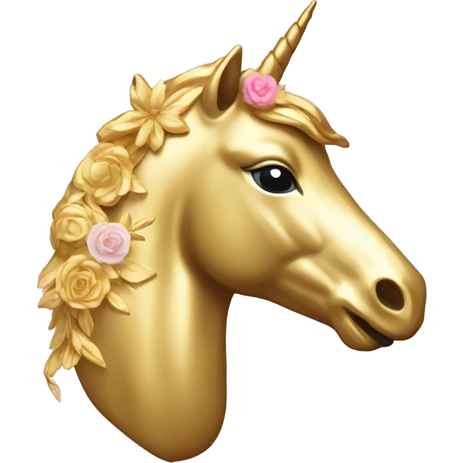 Gold unicorn with floral pattern on it pretty feminine emoji