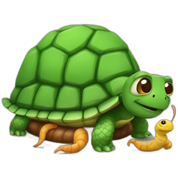Turtle on top of a worm emoji